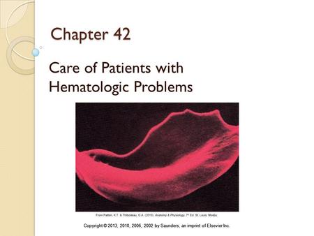 Copyright © 2013, 2010, 2006, 2002 by Saunders, an imprint of Elsevier Inc. Chapter 42 Care of Patients with Hematologic Problems.