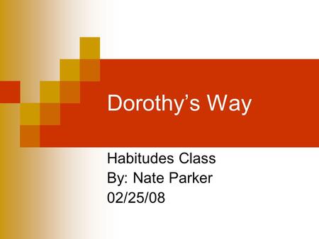 Dorothy’s Way Habitudes Class By: Nate Parker 02/25/08.