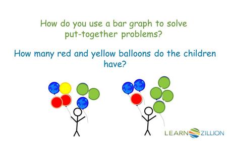 How do you use a bar graph to solve put-together problems? How many red and yellow balloons do the children have?