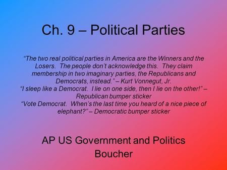 AP US Government and Politics Boucher