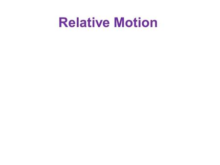 Relative Motion. The motion of any object depends on the frame of reference – or point of view – of the observer. Pedestrian sees car moving along street.