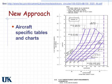 New Approach  Aircraft specific tables and charts See: