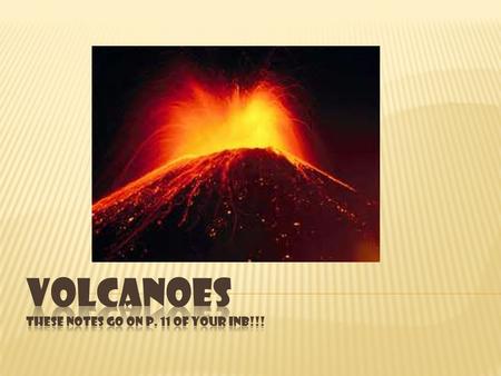 Volcanoes These notes go on p. 11 of your inb!!!