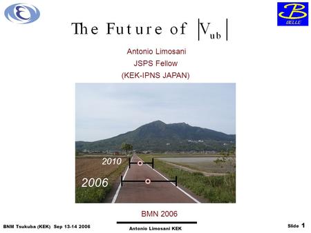 BNM Tsukuba (KEK) Sep 13-14 2006 Antonio Limosani KEK Slide 1 Antonio Limosani JSPS Fellow (KEK-IPNS JAPAN) BMN 2006 2006 2010.