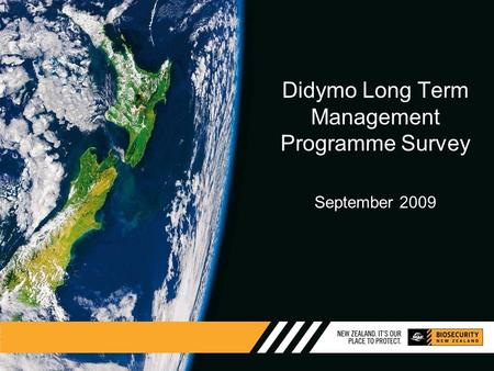 Didymo Long Term Management Programme Survey September 2009.