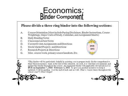 Economics: Binder Component