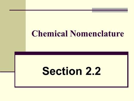 Chemical Nomenclature