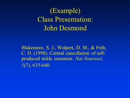 (Example) Class Presentation: John Desmond