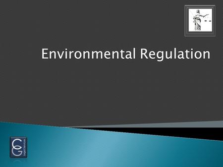 Environmental Regulation.  Complex set of laws  Constantly changing  Cover: Release, treatment, storage and disposal of Hazardous materials Into air,