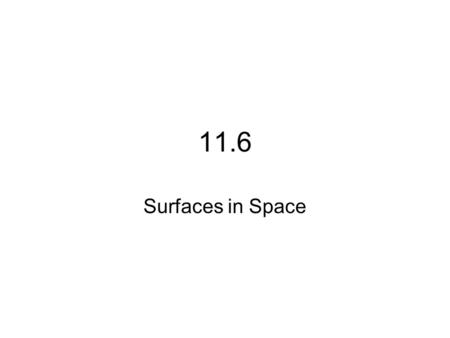 11.6 Surfaces in Space.