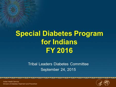 Special Diabetes Program for Indians FY 2016 Tribal Leaders Diabetes Committee September 24, 2015.