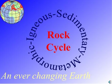 An ever changing Earth Rock Cycle Magma A body of molten rock found at depth. (2000 °F)