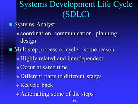 Systems Development Life Cycle (SDLC)