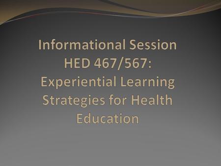 Credit Opportunity University of Wisconsin ˗ La Crosse Department of Health Education and Health Promotion Continuing Education and Extension 1 credit.