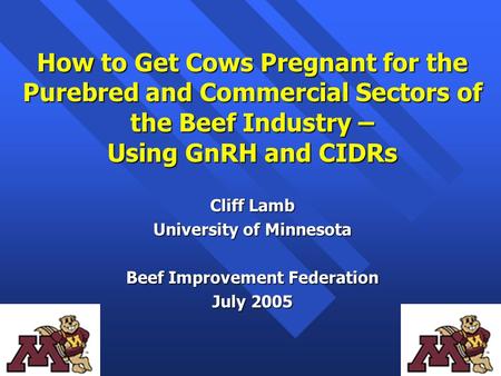 University of Minnesota Beef Improvement Federation