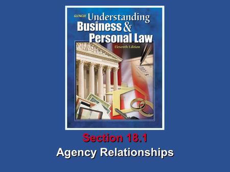 Agency Relationships Section 18.1. Understanding Business and Personal Law Agency Relationships Section 18.1 Creation of an Agency Section 18.1 Agency.