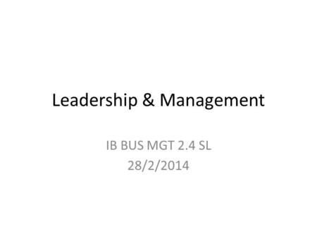 Leadership & Management