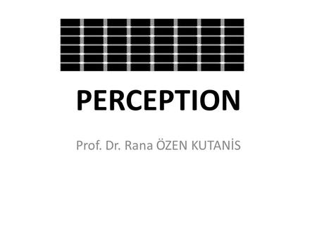 PERCEPTION Prof. Dr. Rana ÖZEN KUTANİS. What is Perception? Perception is a process by which individuals organize and interpret their sensory impressions.