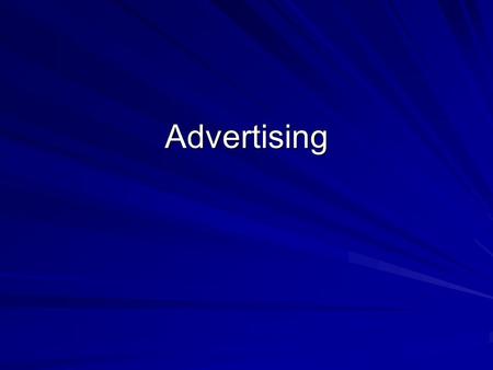 Advertising. Review Definition Any paid form of nonpersonal communication through the mass media about a good, service, or idea by an identified sponsor.