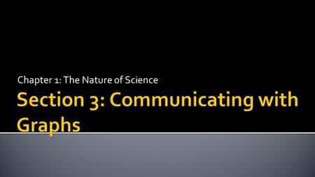 Chapter 1: The Nature of Science.  Identify three types of graphs and explain the ways they are used.  Distinguish between dependent and independent.