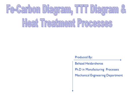 Fe-Carbon Diagram, TTT Diagram & Heat Treatment Processes