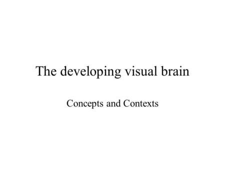 The developing visual brain Concepts and Contexts.