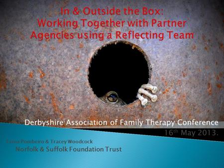 Derbyshire Association of Family Therapy Conference 16 th May 2013. Tania Pombeiro & Tracey Woodcock Norfolk & Suffolk Foundation Trust.