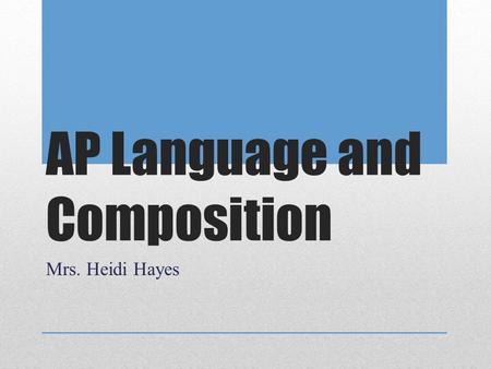 AP Language and Composition Mrs. Heidi Hayes. Course Information Core Focus: Developing informed, thoughtful, engaged citizens. Increasing students’ capacity.