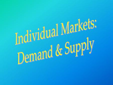 Main Definitions Market: –All situations that link potential buyers and potential sellers are markets. Demand: –A demand schedule shows price and quantity.