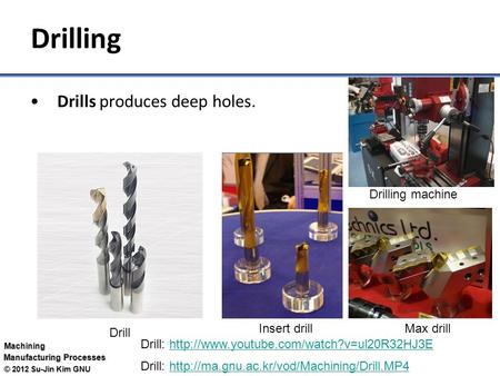 Drilling Drills produces deep holes. Drilling machine Insert drill