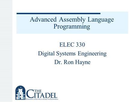 Advanced Assembly Language Programming