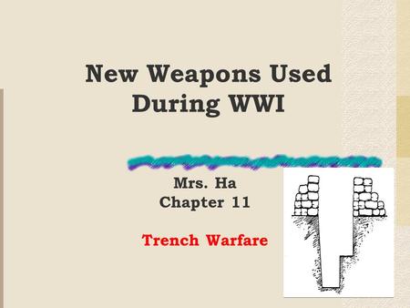 New Weapons Used During WWI Mrs. Ha Chapter 11 Trench Warfare.