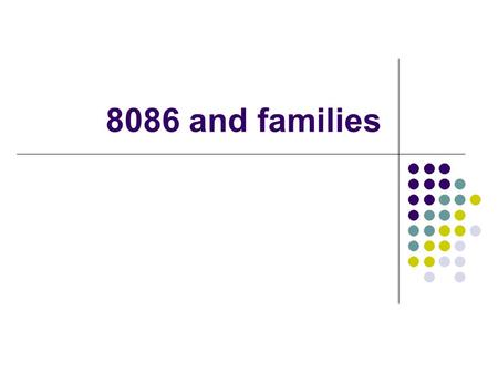 8086 and families Features of 8086 16Bit Microprocessor : 8086 - 8086 is a 16bit processor. It’s ALU, internal registers works with 16bit binary word.