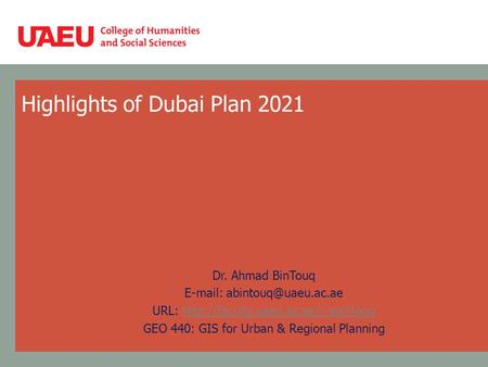 Highlights of Dubai Plan 2021