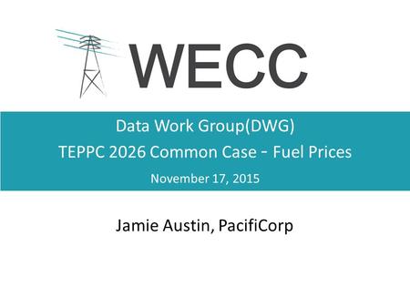 Data Work Group(DWG) TEPPC 2026 Common Case - Fuel Prices November 17, 2015 Jamie Austin, PacifiCorp.