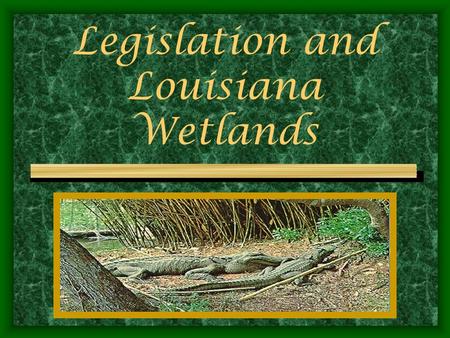 Legislation and Louisiana Wetlands Coastal Wetlands Planning, Protection and Restoration Act passed in 1990 named for La. Senator John Breaux of Louisiana.