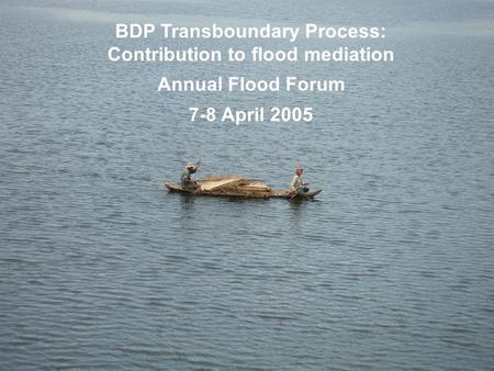 BDP Transboundary Process: Contribution to flood mediation Annual Flood Forum 7-8 April 2005.