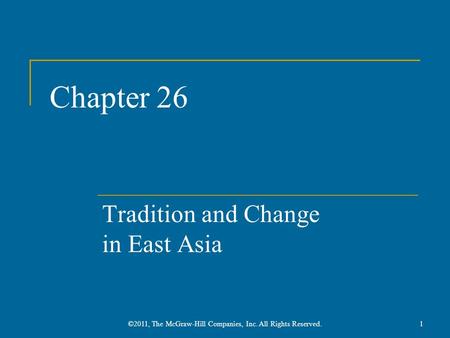 Tradition and Change in East Asia