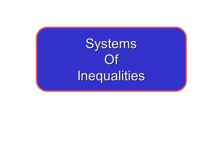 SystemsOfInequalities. 7-1 Solving Systems by Graphing What is a system of linear equations? “SOLUTION” No solution Infinitely Many Solutions Page 342.