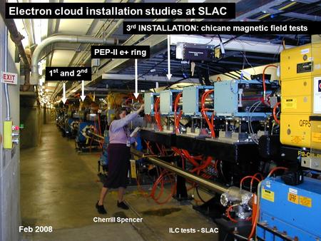 3 rd INSTALLATION: chicane magnetic field tests PEP-II e+ ring 1 st and 2 nd Feb 2008 Electron cloud installation studies at SLAC ILC tests - SLAC Cherrill.