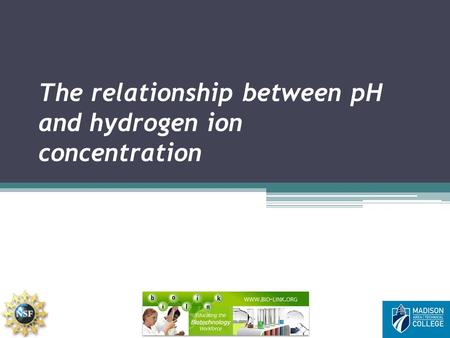 The relationship between pH and hydrogen ion concentration.