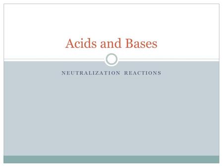 NEUTRALIZATION REACTIONS Acids and Bases. What is an acid? A compound which reacts to release H+ ions into solution.  HCl  H+ and Cl-