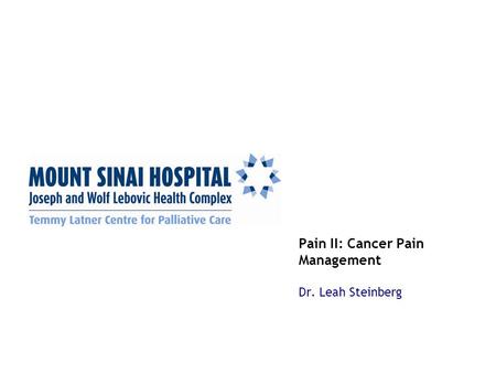 Pain II: Cancer Pain Management Dr. Leah Steinberg.