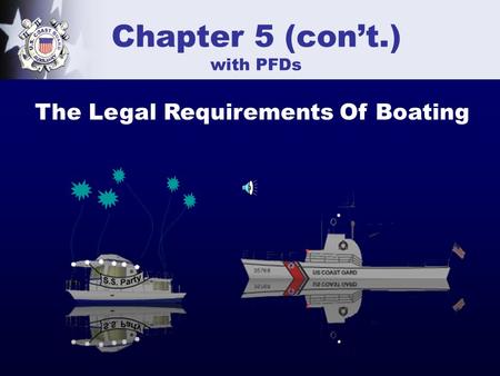 Copyright 2005 - Coast Guard Auxiliary Association, Inc. 1 Chapter 5 (con’t.) with PFDs The Legal Requirements Of Boating.