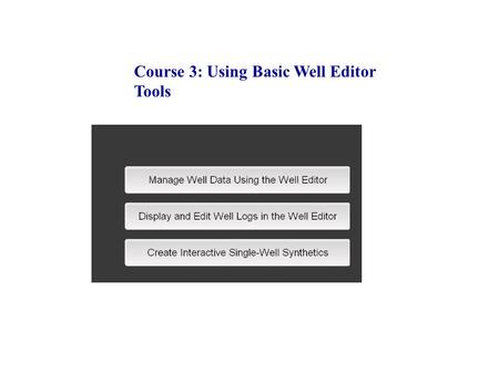 Course 3: Using Basic Well Editor Tools. Can open multiple files and sort by different parameters.