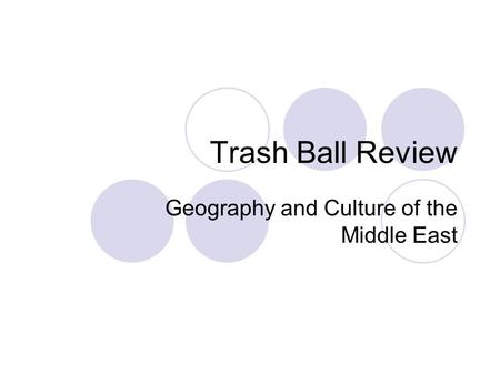 Trash Ball Review Geography and Culture of the Middle East.