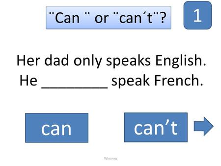 Her dad only speaks English. He ________ speak French.