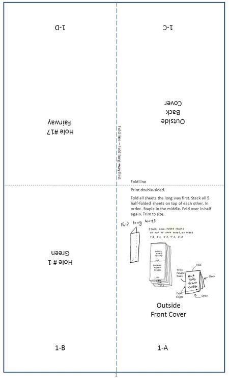 Outside Front Cover Outside Back Cover Hole #17 Fairway Hole # 1 Green 1-A1-B 1-D1-C Fold line Print double-sided. Fold all sheets the long way first.