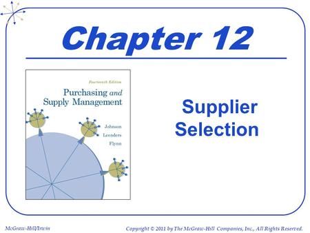 Chapter 12 Supplier Selection This is a test 1.