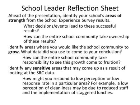 School Leader Reflection Sheet